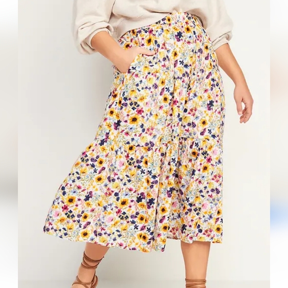 Colorful Floral Midi Skirt - Picture 4 of 10